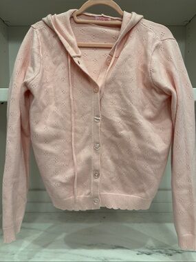 Pink Lily small Pale Pink Hooded Button Cardigan.  Like new